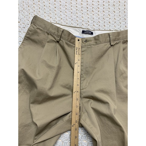 Land End Men Khaki Pants 38x33 Beige Pleated Traditional Fit‎ Straight Cuffs - Picture 11 of 14